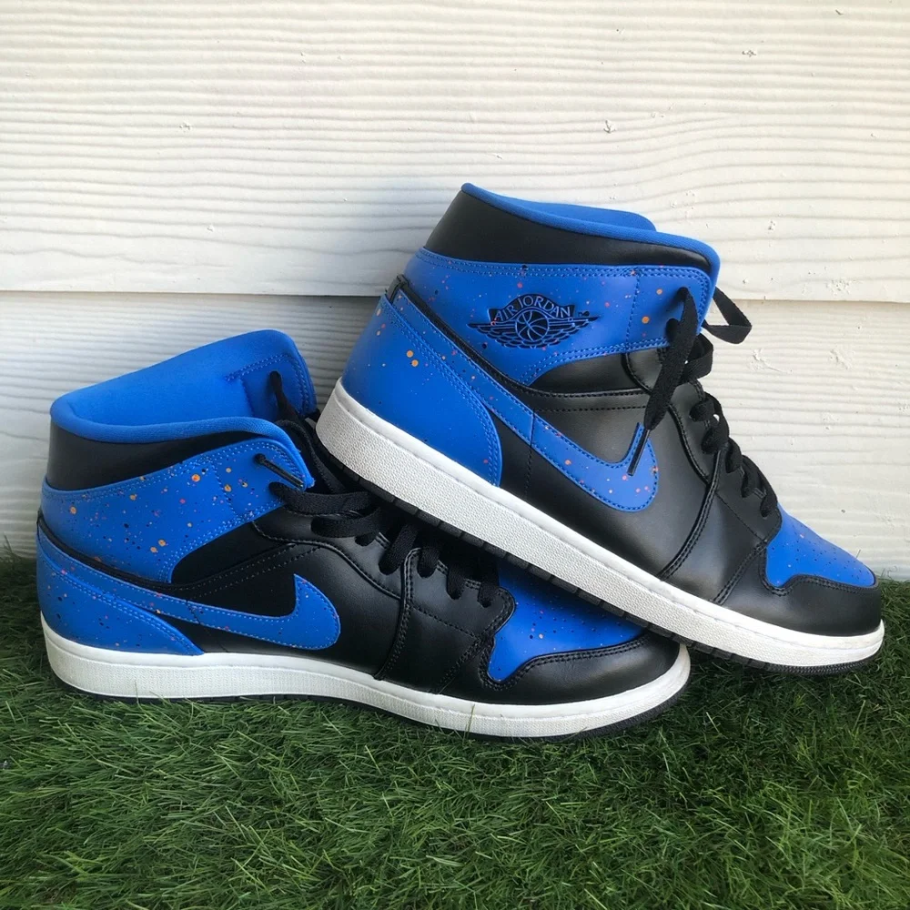 Jordan 1 Mid‎ Royal Paint Splatter Men’s Size: 12 Very clean.